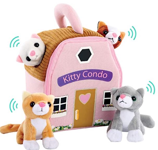 Cats Toys for Kids: Plush Meowing Cat Condo Toy Playset with Sounds