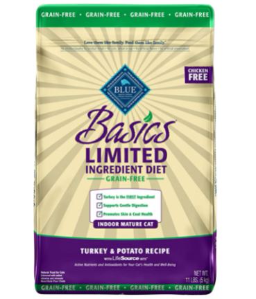 Best cat food for older cats with bad teeth: Blue Buffalo Basics Limited Ingredient Diet Grain Free